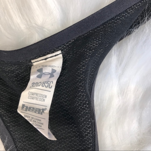 Under Armour Sport Bra Heat Gear Size 32C. Grey Black - Picture 5 of 7